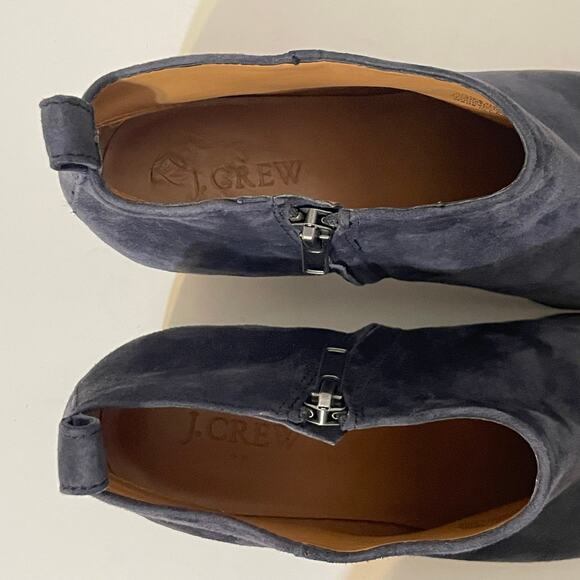 J. Crew Women's Navy Blue Suede Block Heel Ankle Booties Size 8 - Picture 11 of 14